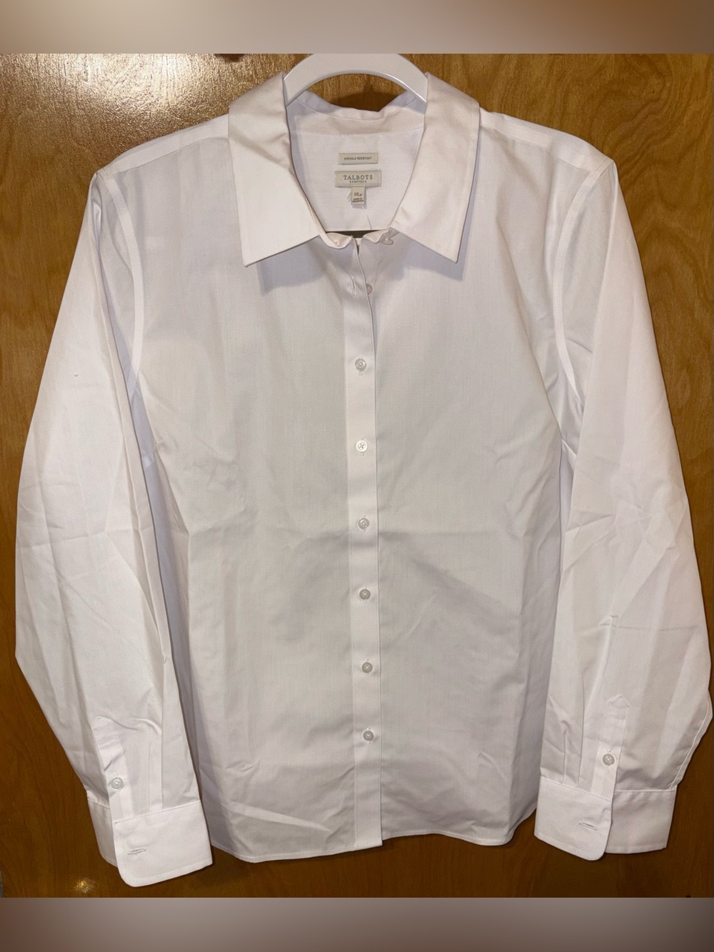 Talbots crisp white Wrinkle Resistant button down shirt Size XLP Petite